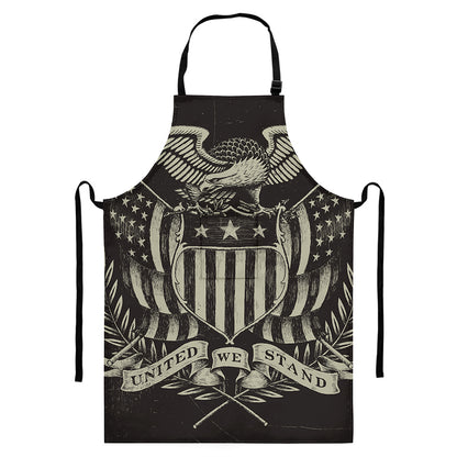 United We Stand American Flag Print Bib Apron With Pocket