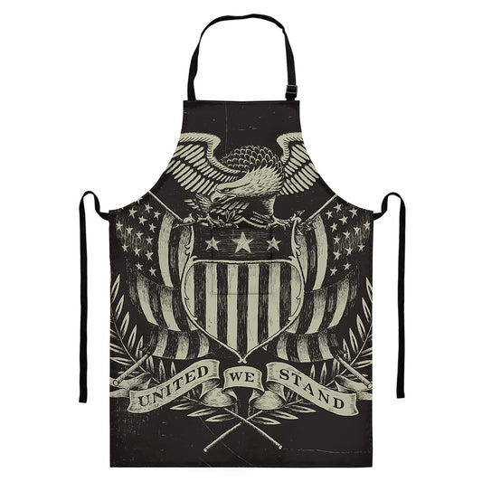United We Stand American Flag Print Bib Apron With Pocket