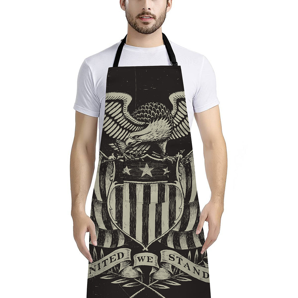 United We Stand American Flag Print Bib Apron With Pocket