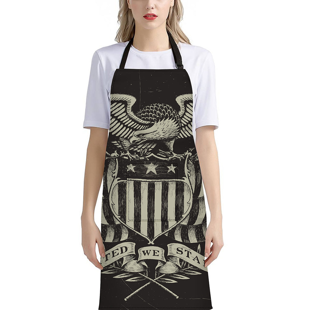 United We Stand American Flag Print Bib Apron With Pocket