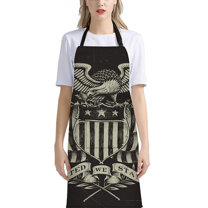 United We Stand American Flag Print Bib Apron With Pocket