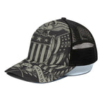 United We Stand American Flag Print Black Mesh Trucker Cap
