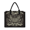United We Stand American Flag Print Canvas Tote Bag