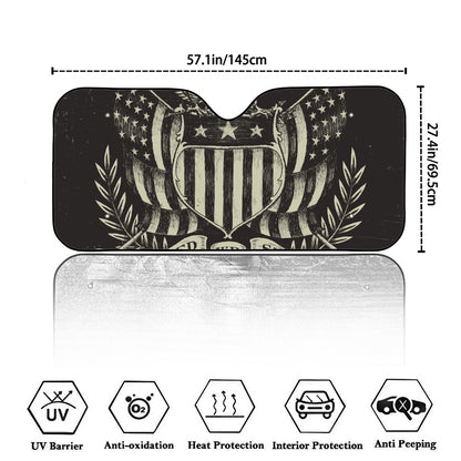 United We Stand American Flag Print Car Windshield Sun Shade