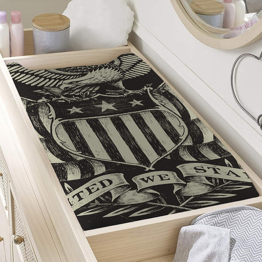 United We Stand American Flag Print Changing Pad Cover