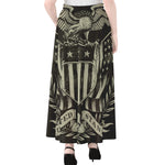 United We Stand American Flag Print Chiffon Maxi Skirt
