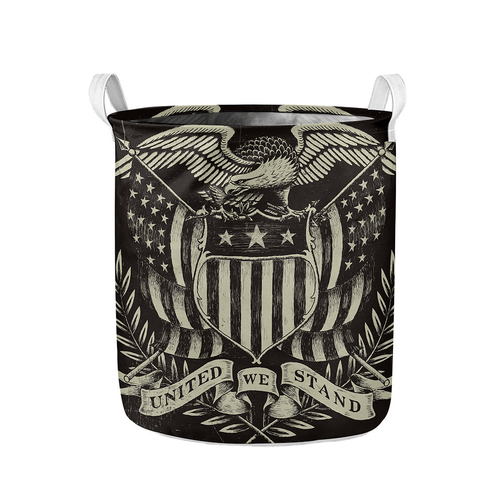 United We Stand American Flag Print Collapsible Laundry Basket