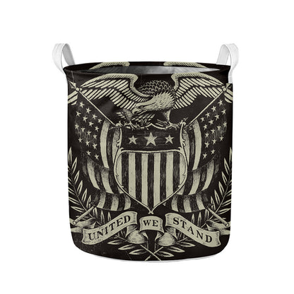 United We Stand American Flag Print Collapsible Laundry Basket