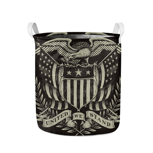 United We Stand American Flag Print Collapsible Laundry Basket