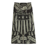 United We Stand American Flag Print Cotton Front Slit Maxi Skirt