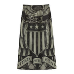 United We Stand American Flag Print Cotton Front Slit Maxi Skirt
