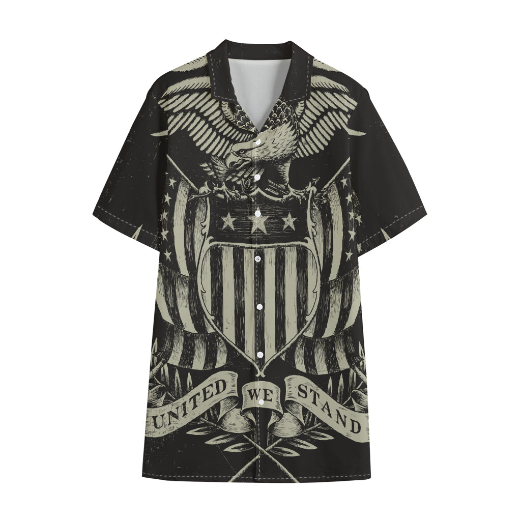 United We Stand American Flag Print Cotton Hawaiian Shirt
