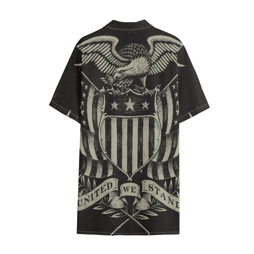 United We Stand American Flag Print Cotton Hawaiian Shirt
