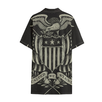 United We Stand American Flag Print Cotton Hawaiian Shirt