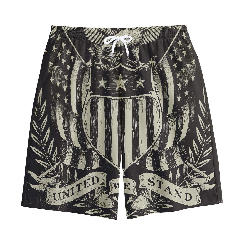 United We Stand American Flag Print Cotton Shorts