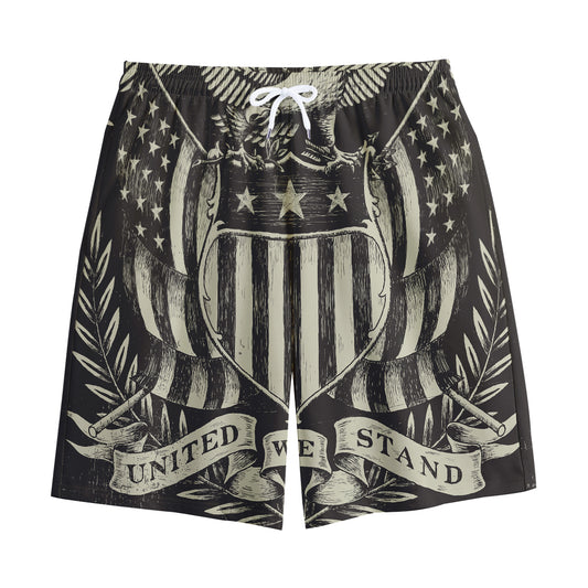 United We Stand American Flag Print Cotton Shorts