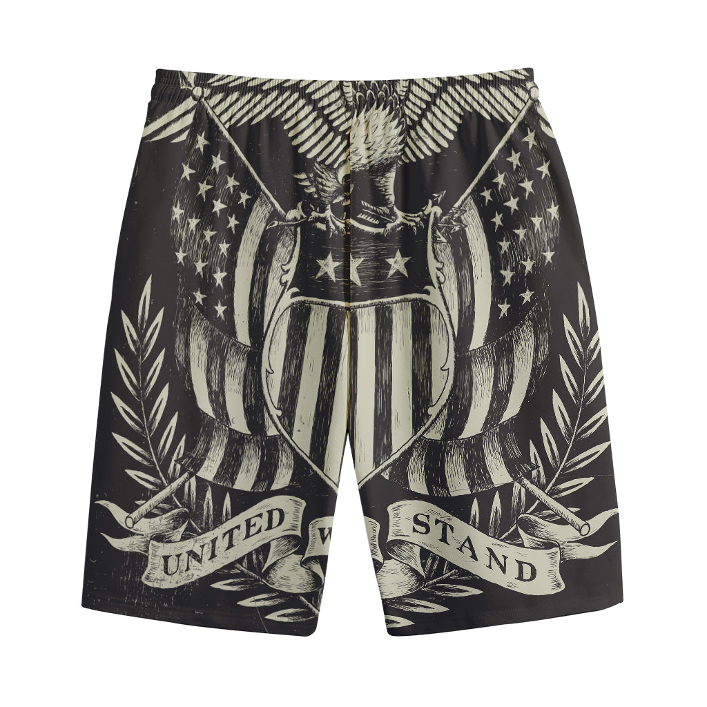 United We Stand American Flag Print Cotton Shorts