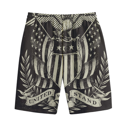 United We Stand American Flag Print Cotton Shorts