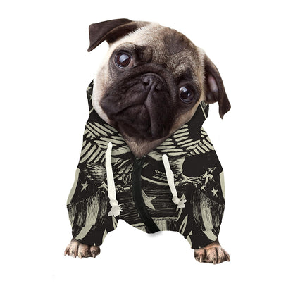 United We Stand American Flag Print Dog Zip Up Hoodie