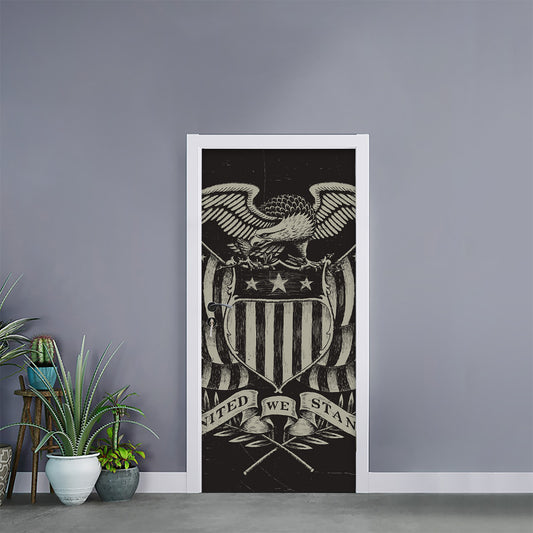 United We Stand American Flag Print Door Sticker
