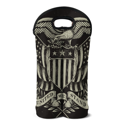 United We Stand American Flag Print Double Neoprene Wine Tote