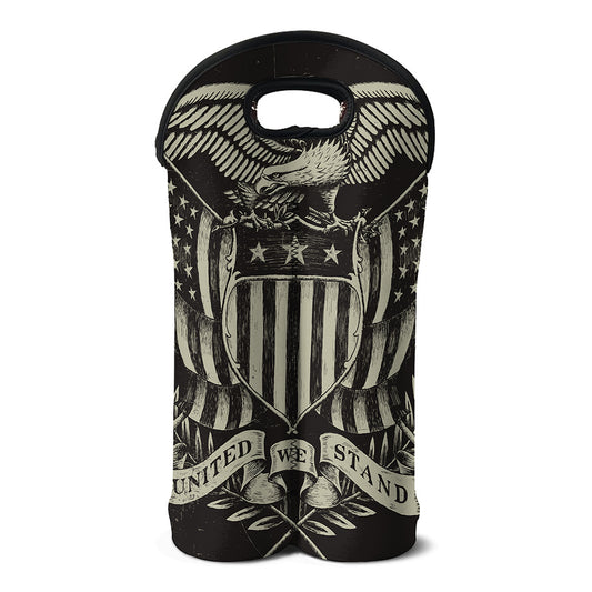 United We Stand American Flag Print Double Neoprene Wine Tote