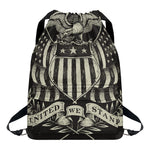 United We Stand American Flag Print Drawstring Backpack