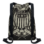 United We Stand American Flag Print Drawstring Backpack