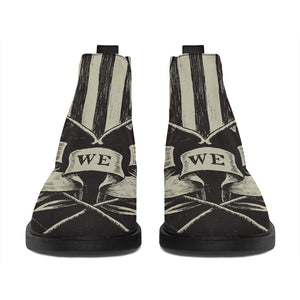 United We Stand American Flag Print Flat Ankle Boots