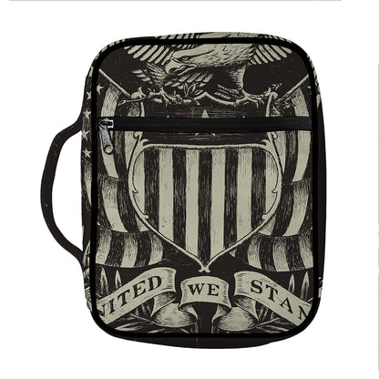 United We Stand American Flag Print Front Pocket Bible Bag