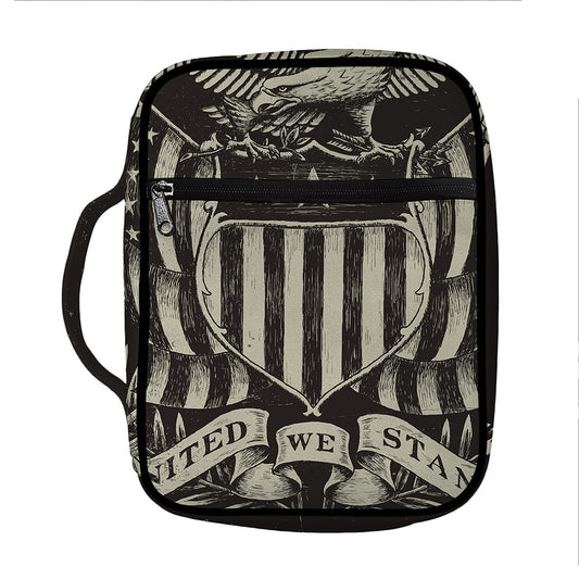 United We Stand American Flag Print Front Pocket Bible Bag