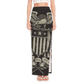 United We Stand American Flag Print High Slit Maxi Skirt