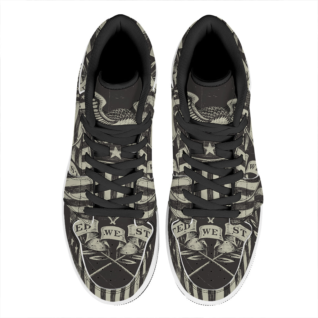 United We Stand American Flag Print High Top Leather Sneakers