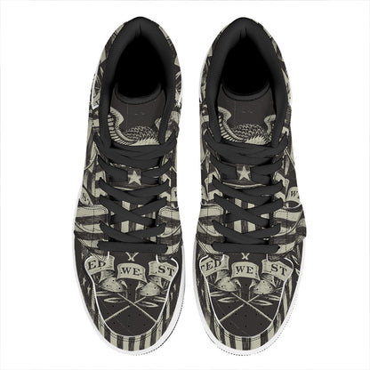 United We Stand American Flag Print High Top Leather Sneakers