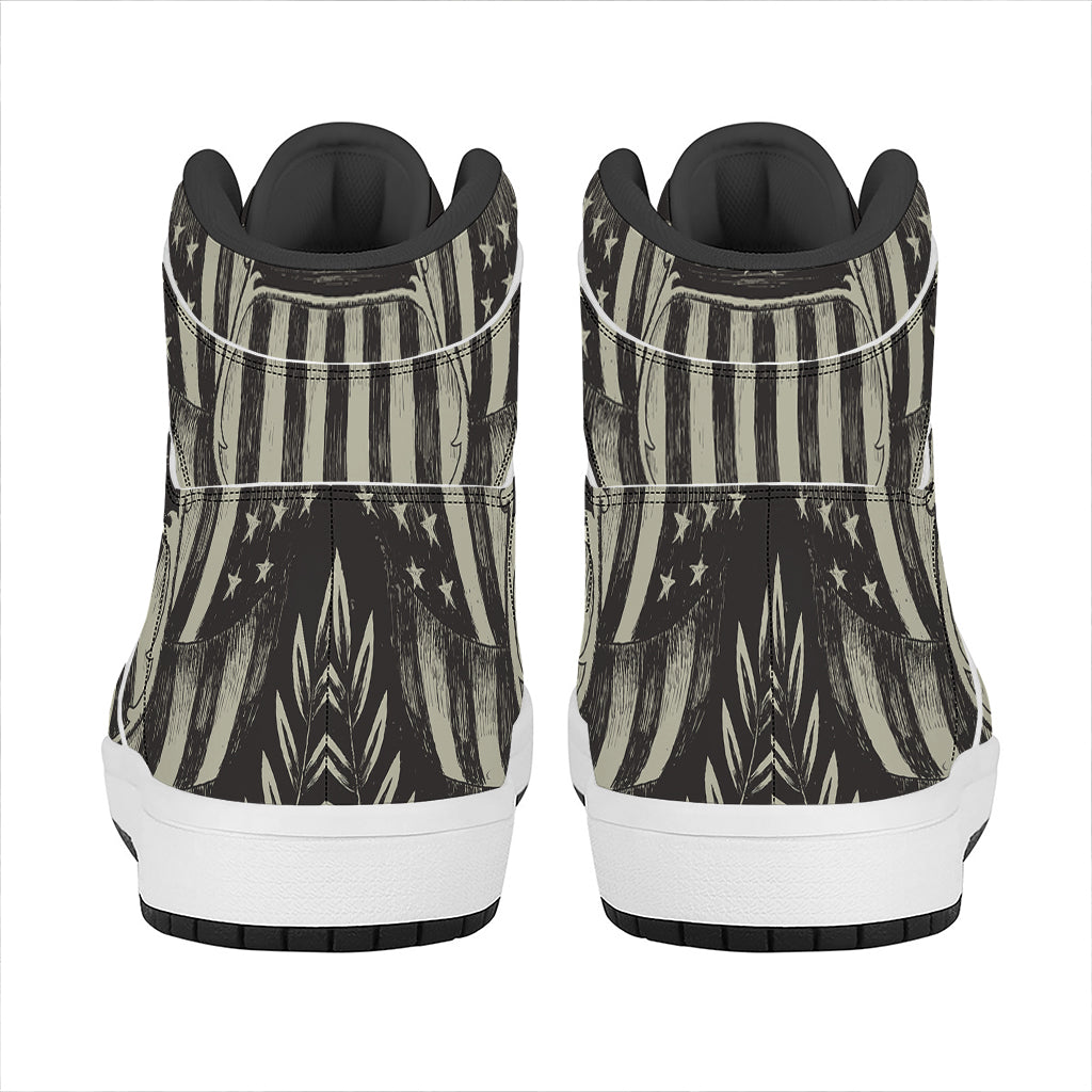 United We Stand American Flag Print High Top Leather Sneakers