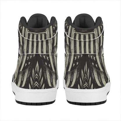 United We Stand American Flag Print High Top Leather Sneakers