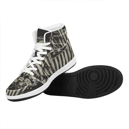 United We Stand American Flag Print High Top Leather Sneakers