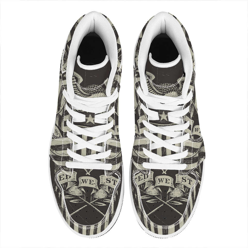 United We Stand American Flag Print High Top Leather Sneakers