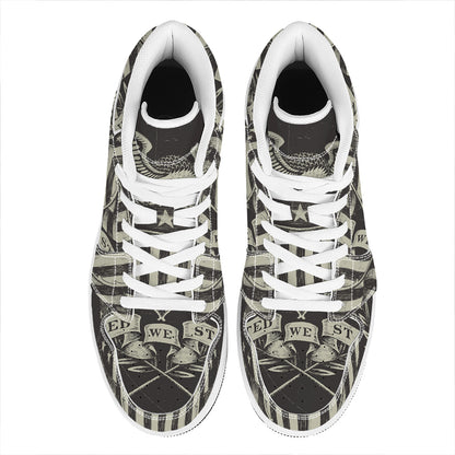 United We Stand American Flag Print High Top Leather Sneakers