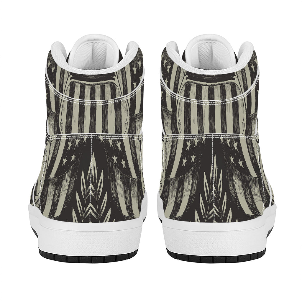 United We Stand American Flag Print High Top Leather Sneakers