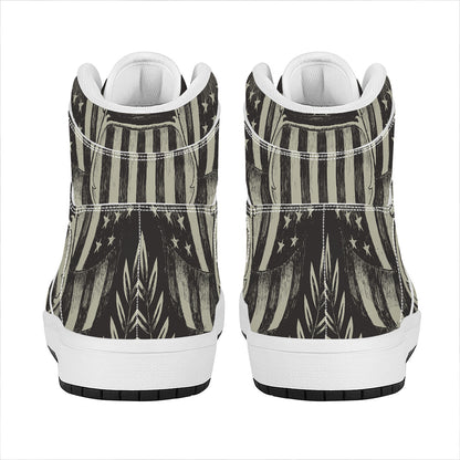 United We Stand American Flag Print High Top Leather Sneakers