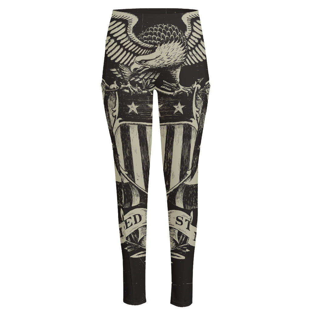 United We Stand American Flag Print High-Waisted Pocket Leggings