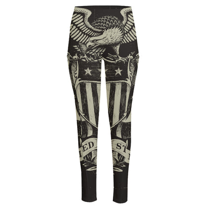United We Stand American Flag Print High-Waisted Pocket Leggings