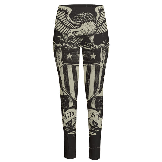 United We Stand American Flag Print High-Waisted Pocket Leggings