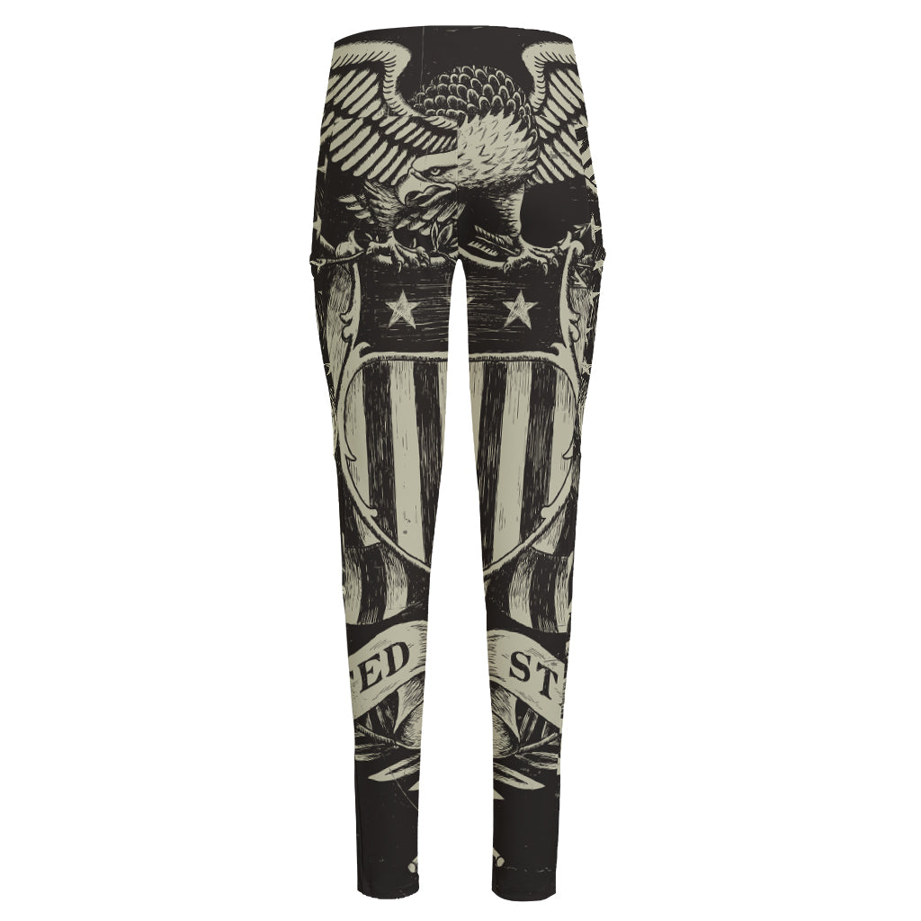 United We Stand American Flag Print High-Waisted Pocket Leggings