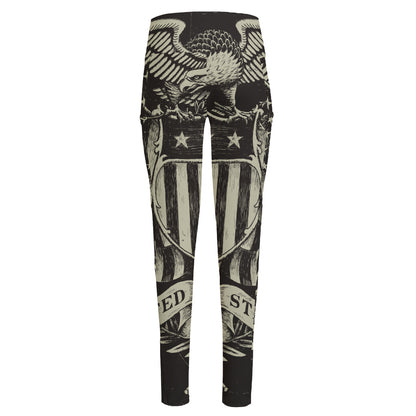 United We Stand American Flag Print High-Waisted Pocket Leggings