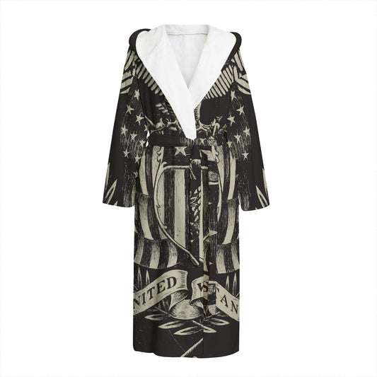 United We Stand American Flag Print Hooded Bathrobe