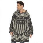 United We Stand American Flag Print Hoodie Blanket