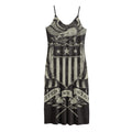 United We Stand American Flag Print Jersey Midi Cami Dress