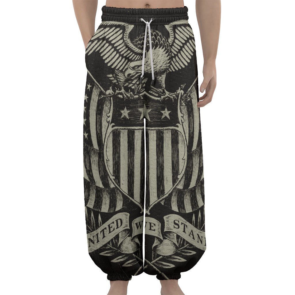 United We Stand American Flag Print Lantern Pants